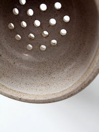 vintage handmade studio pottery colander | 1986