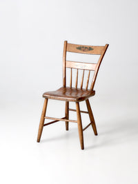 antique stenciled spindle back country chair