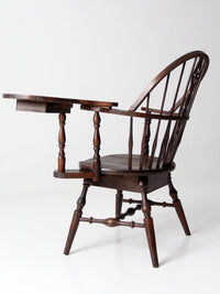 antique Windsor writing armchair with desk and drawers