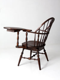 antique Windsor writing armchair with desk and drawers