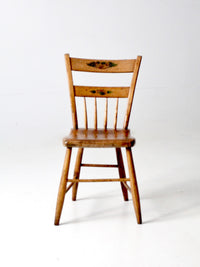 antique stenciled spindle back country chair
