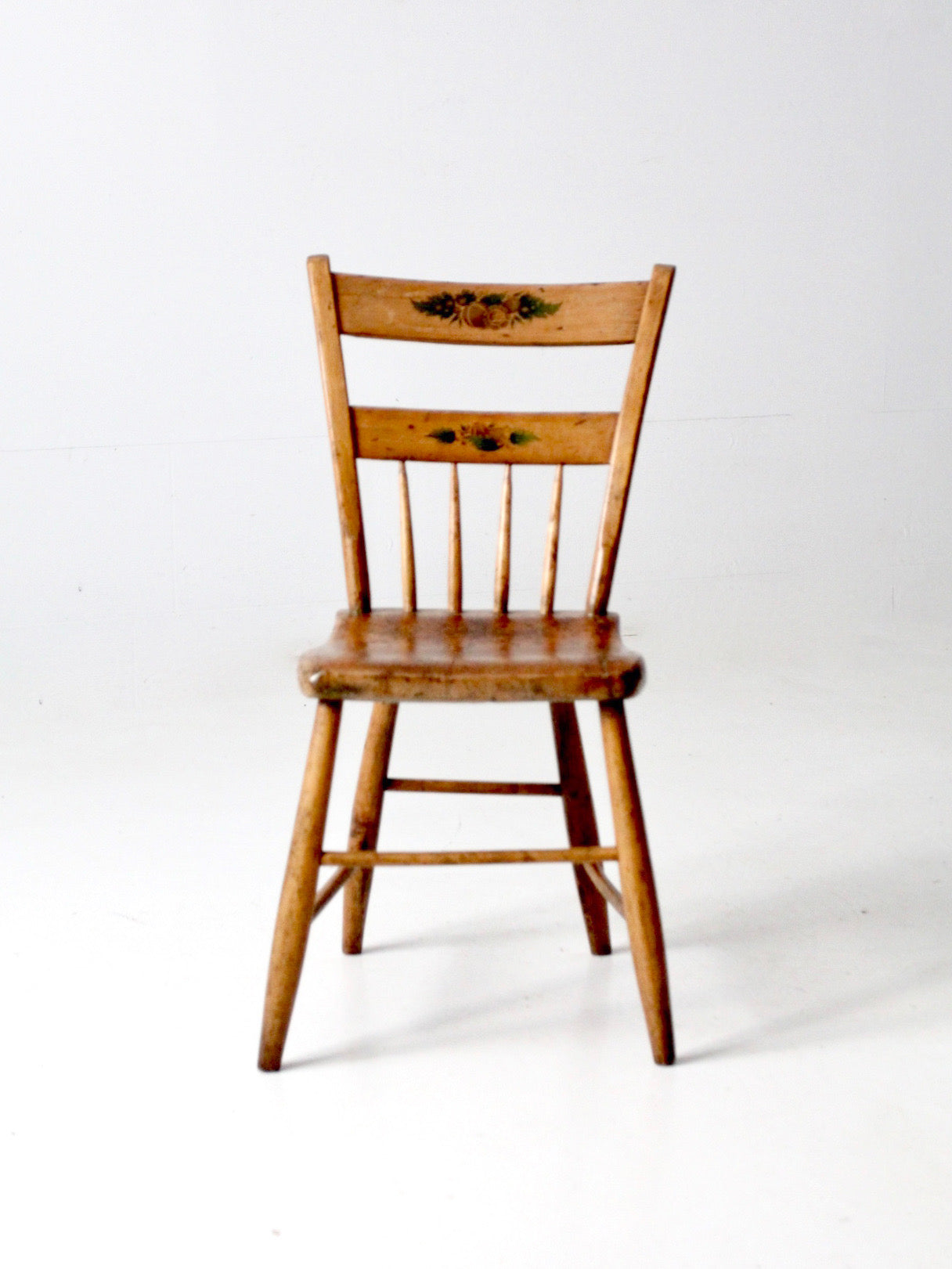 antique stenciled spindle back country chair