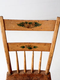 antique stenciled spindle back country chair