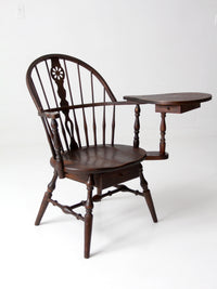 antique Windsor writing armchair with desk and drawers