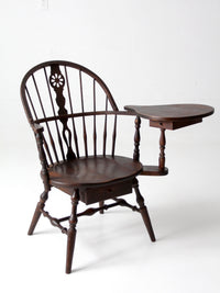 antique Windsor writing armchair with desk and drawers