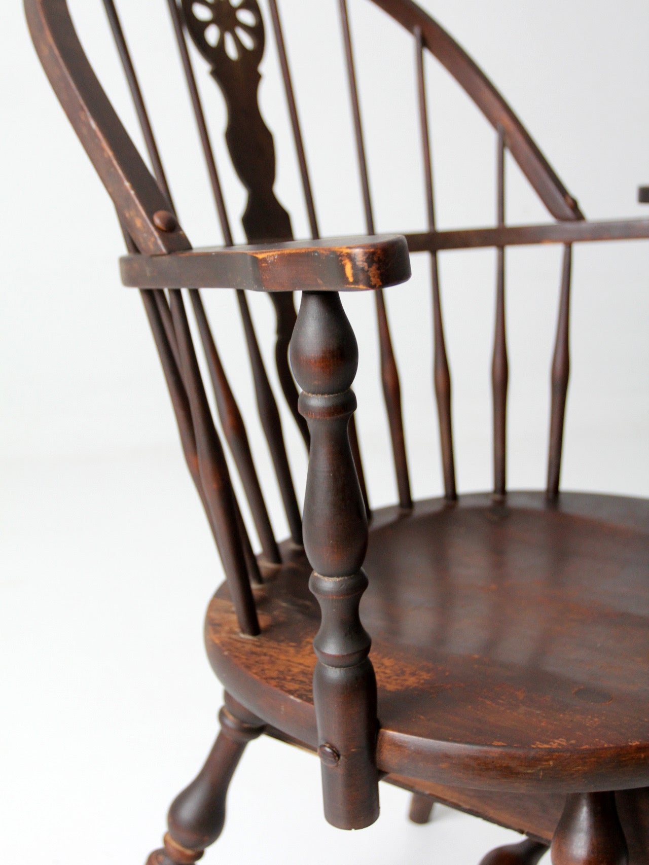 antique Windsor writing armchair with desk and drawers