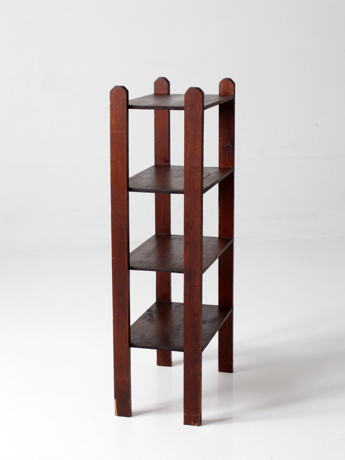 antique wood etagere shelf