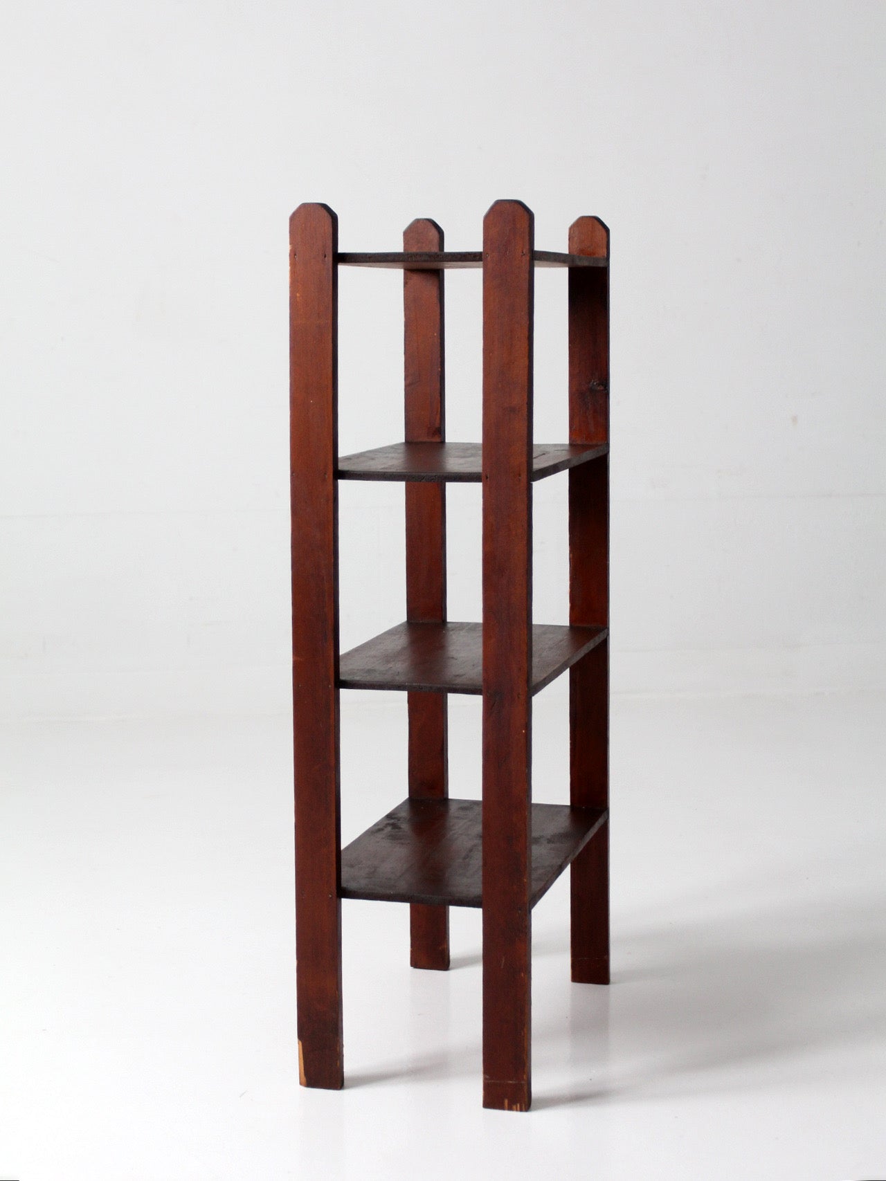 antique wood etagere shelf
