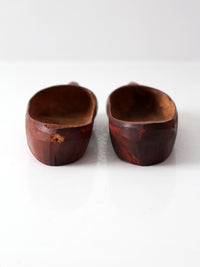 vintage folk art carved wood clogs