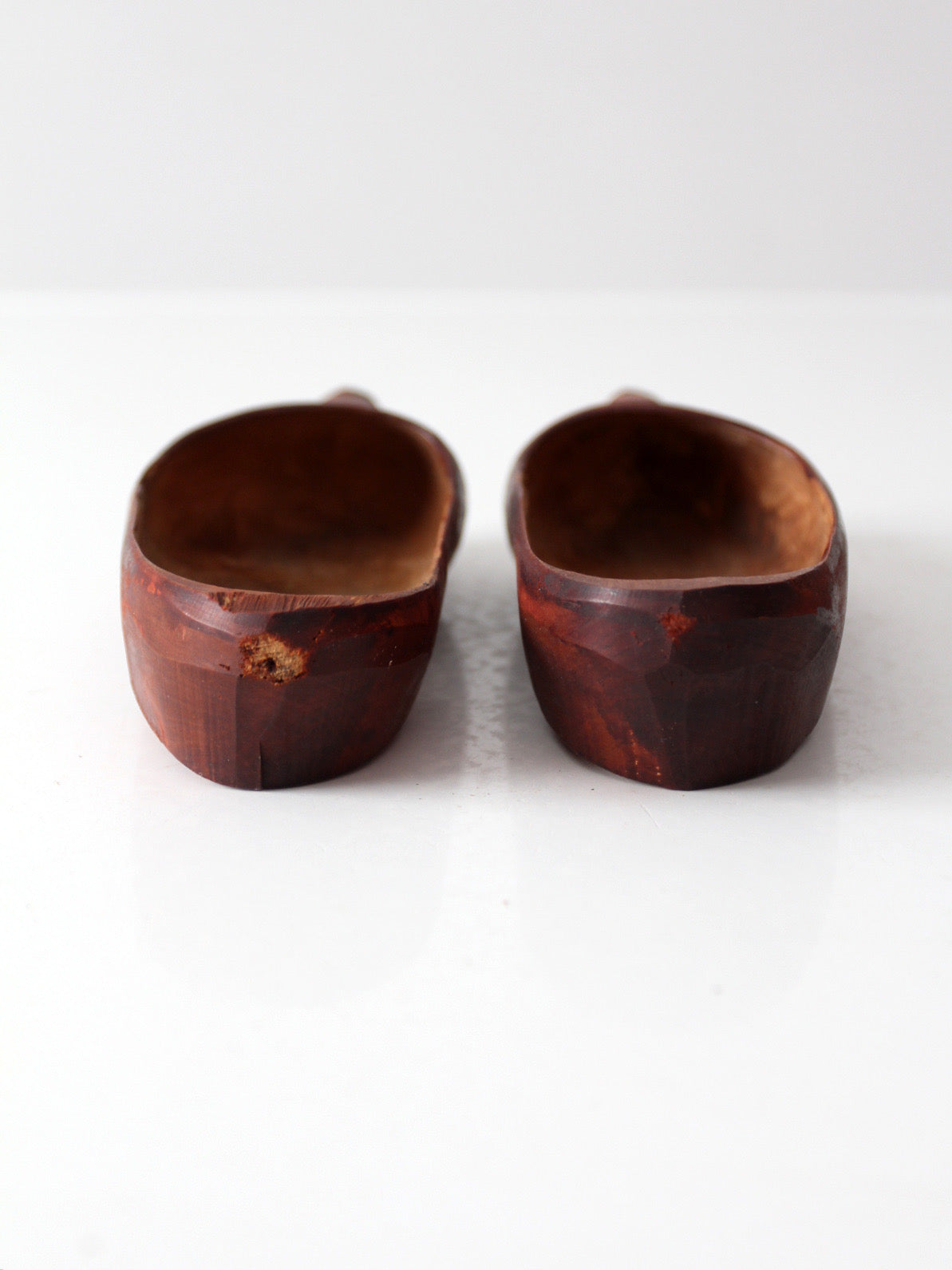 vintage folk art carved wood clogs