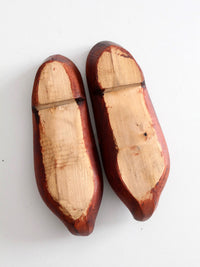 vintage folk art carved wood clogs