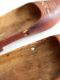 vintage folk art carved wood clogs