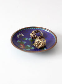 vintage Chinese cloisonné enamel floral dish