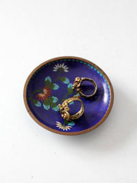 vintage Chinese cloisonné enamel floral dish