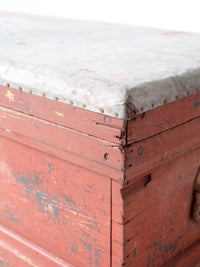 antique galvanized top wood chest