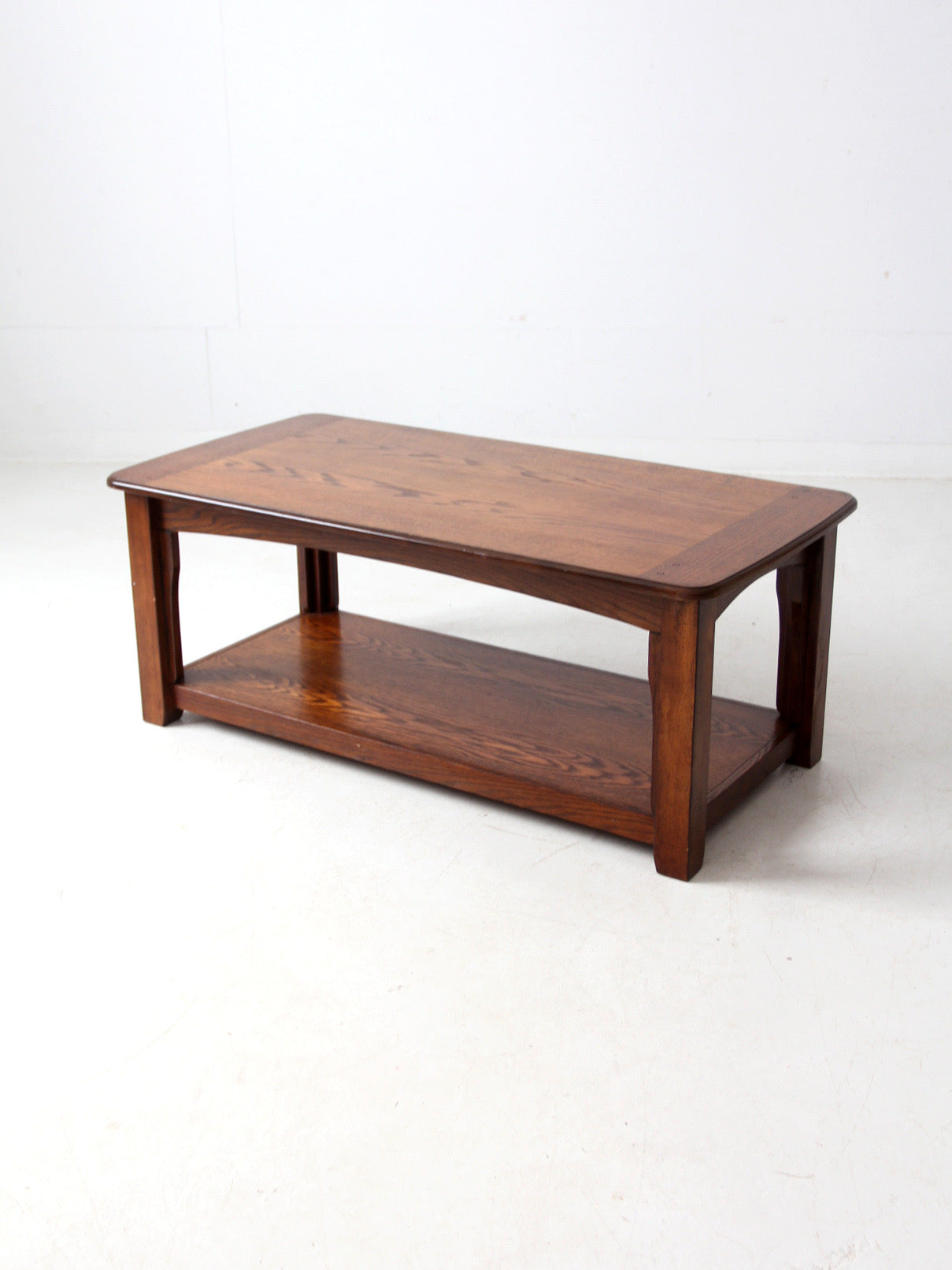 vintage oak coffee table with base shelf