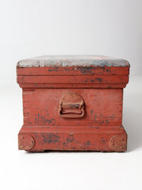 antique galvanized top wood chest