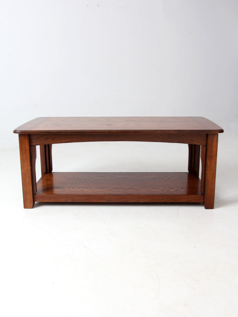 vintage oak coffee table with base shelf