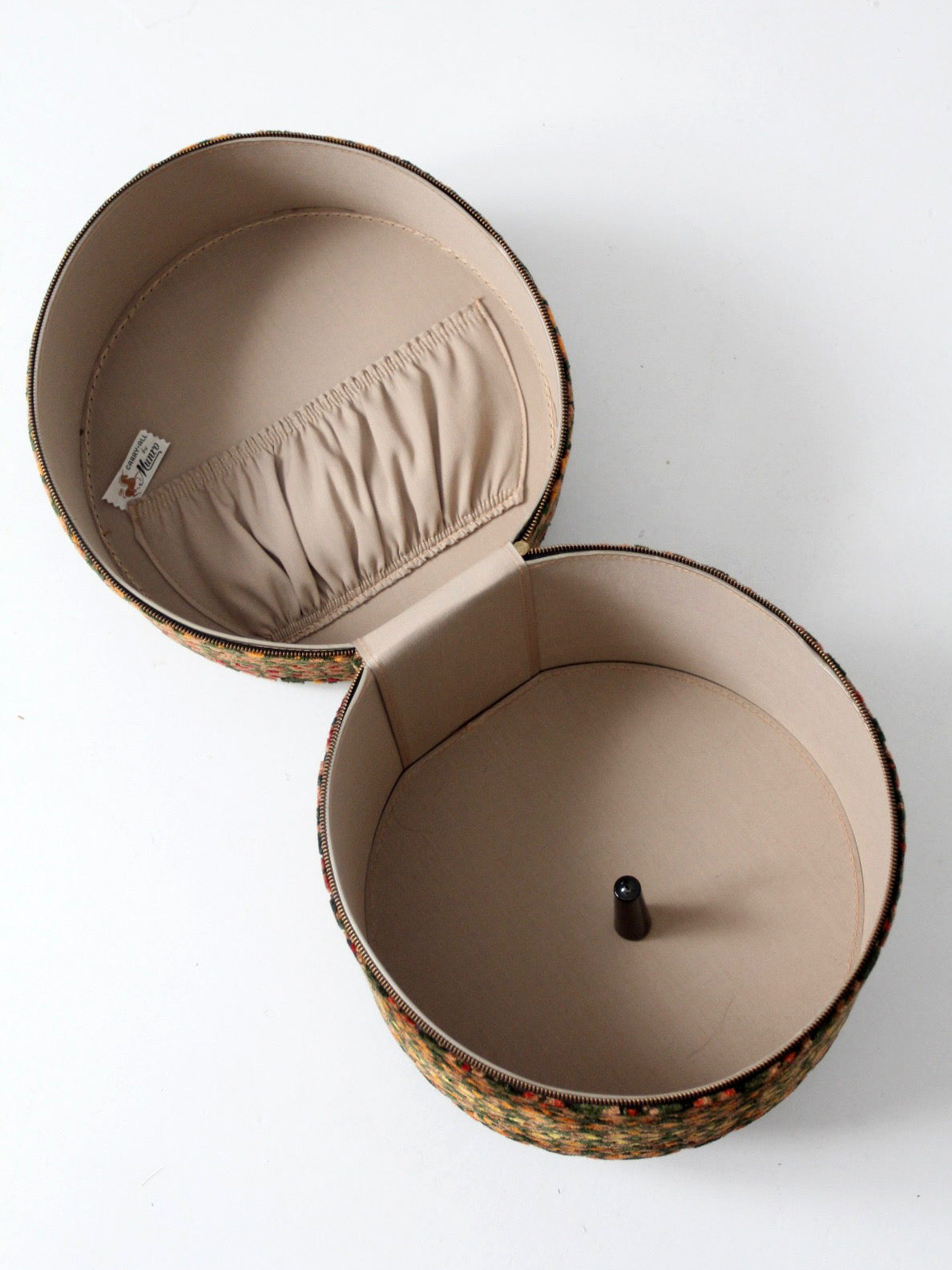 1960s Carry-All by Munro cut velvet jacquard wig case