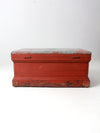 antique galvanized top wood chest