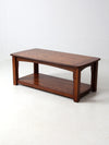 vintage oak coffee table with base shelf