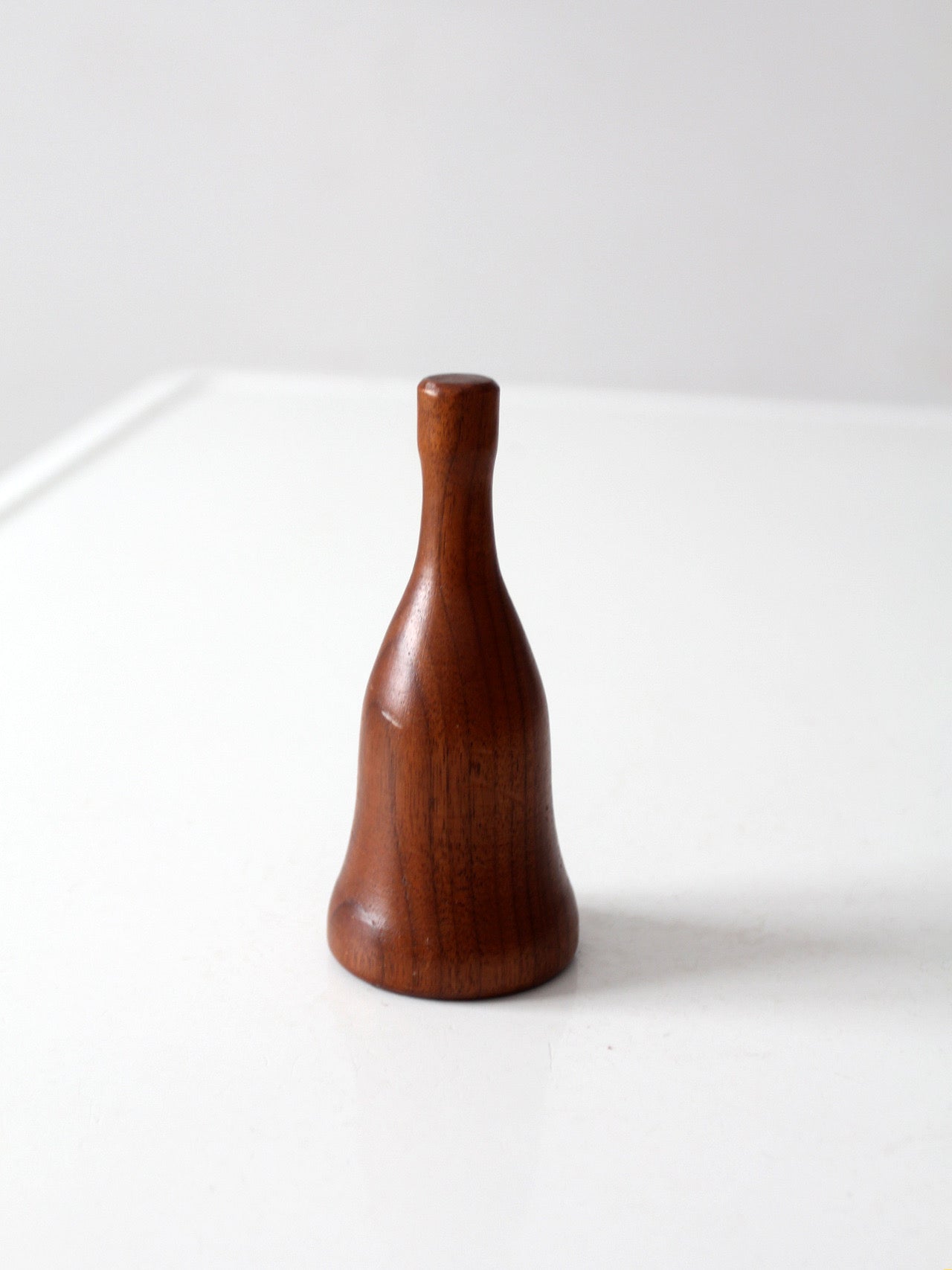 vintage mid-century turned wood hand bell