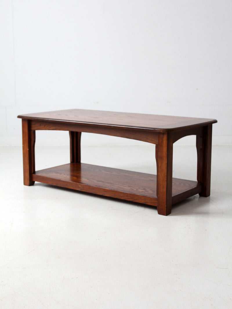 vintage oak coffee table with base shelf