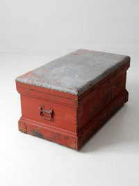 antique galvanized top wood chest