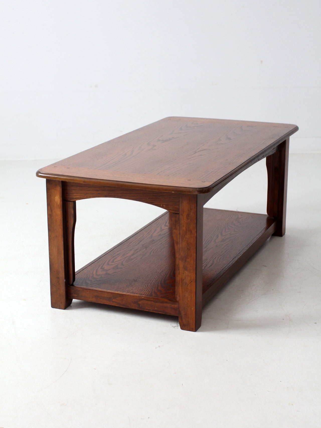 vintage oak coffee table with base shelf