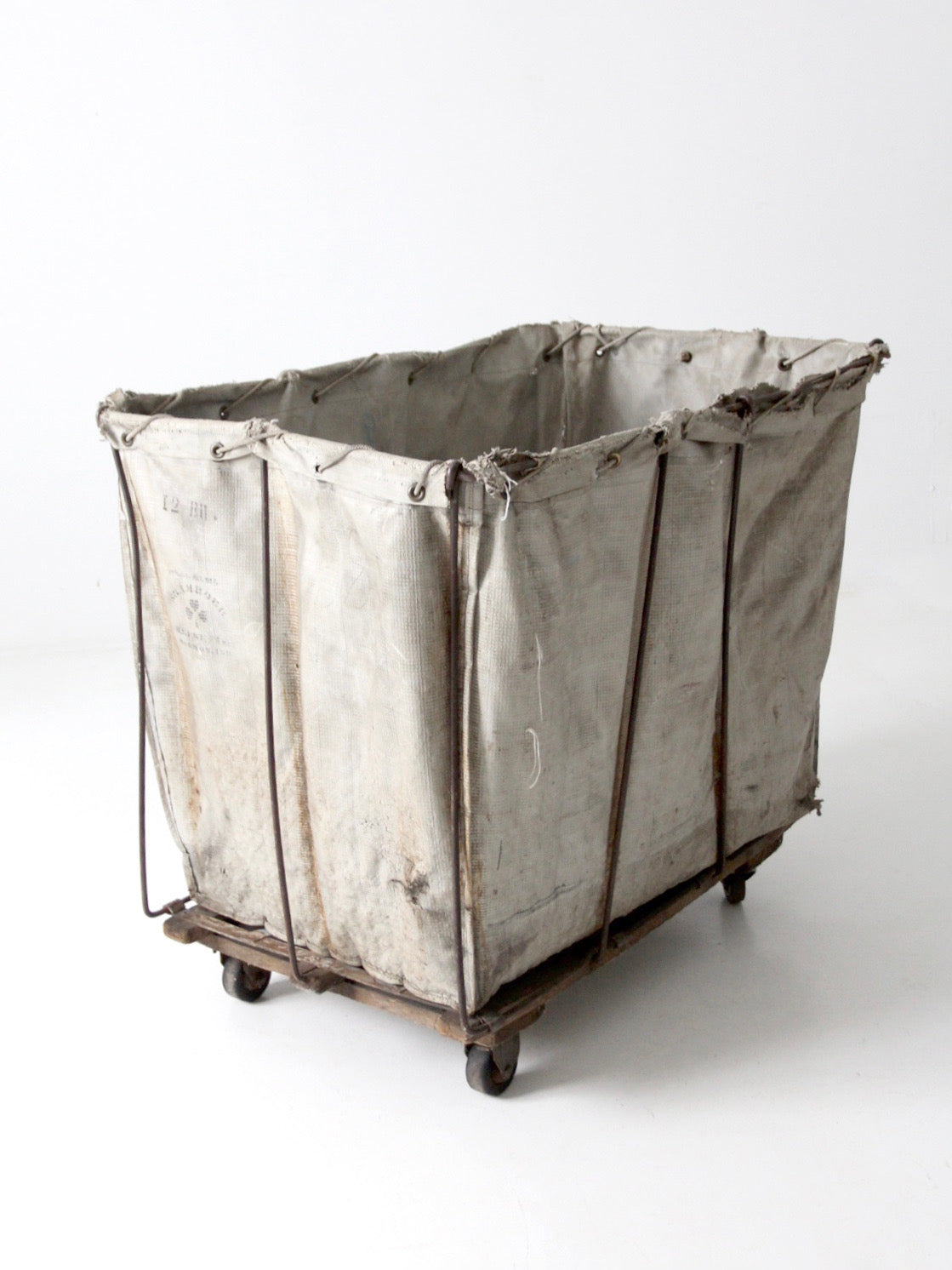 vintage industrial laundry cart