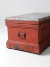 antique galvanized top wood chest