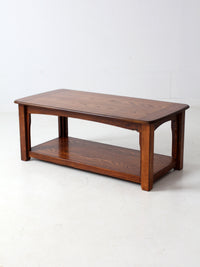 vintage oak coffee table with base shelf