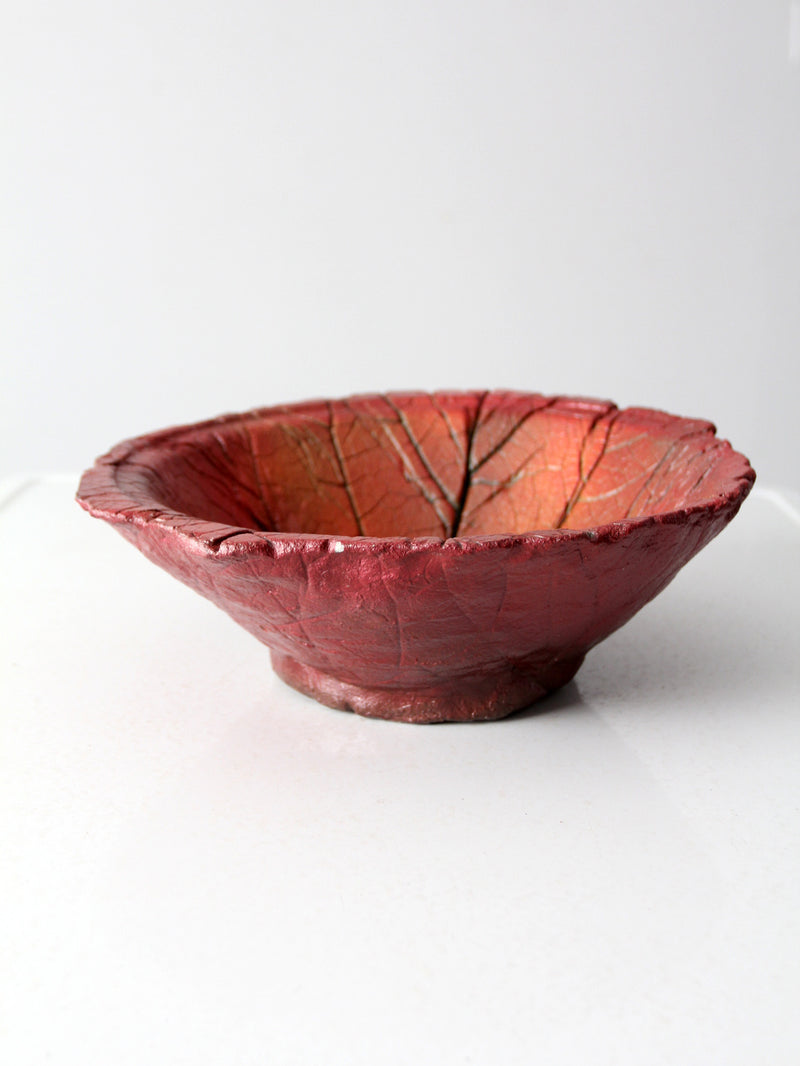vintage studio pottery leaf bowl