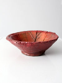 vintage studio pottery leaf bowl