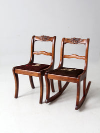 pair of vintage kid's needlepoint seat chairs