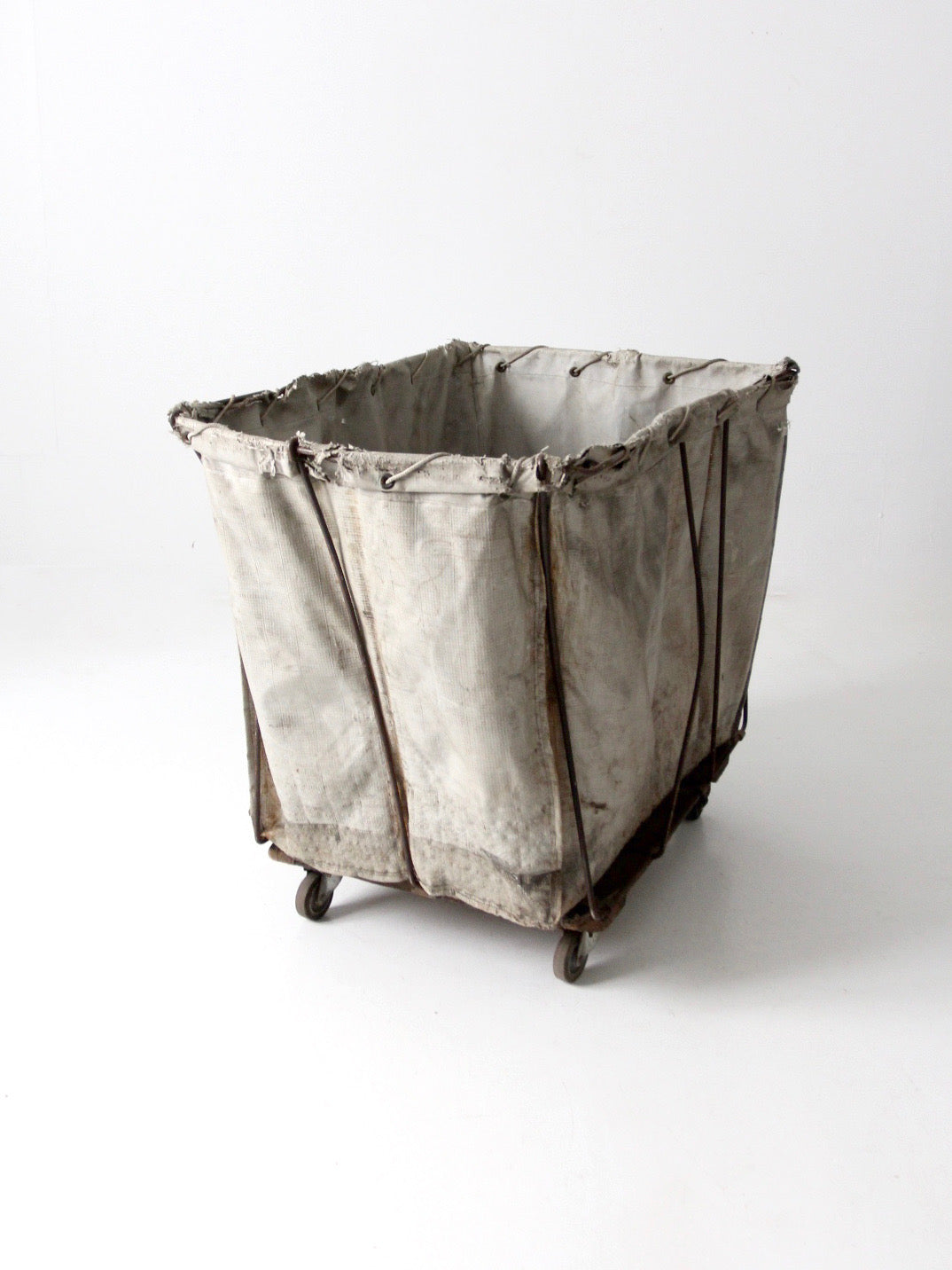 vintage industrial laundry cart