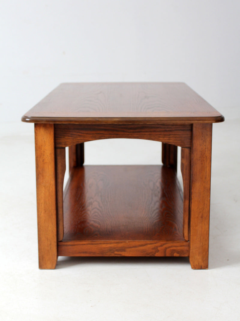 vintage oak coffee table with base shelf
