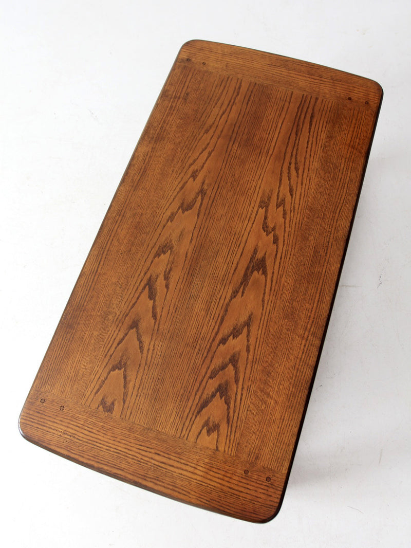vintage oak coffee table with base shelf