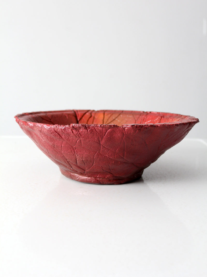 vintage studio pottery leaf bowl