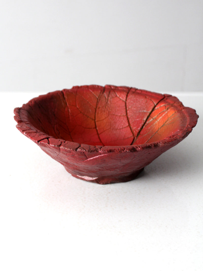 vintage studio pottery leaf bowl