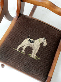 pair of vintage kid's needlepoint seat chairs