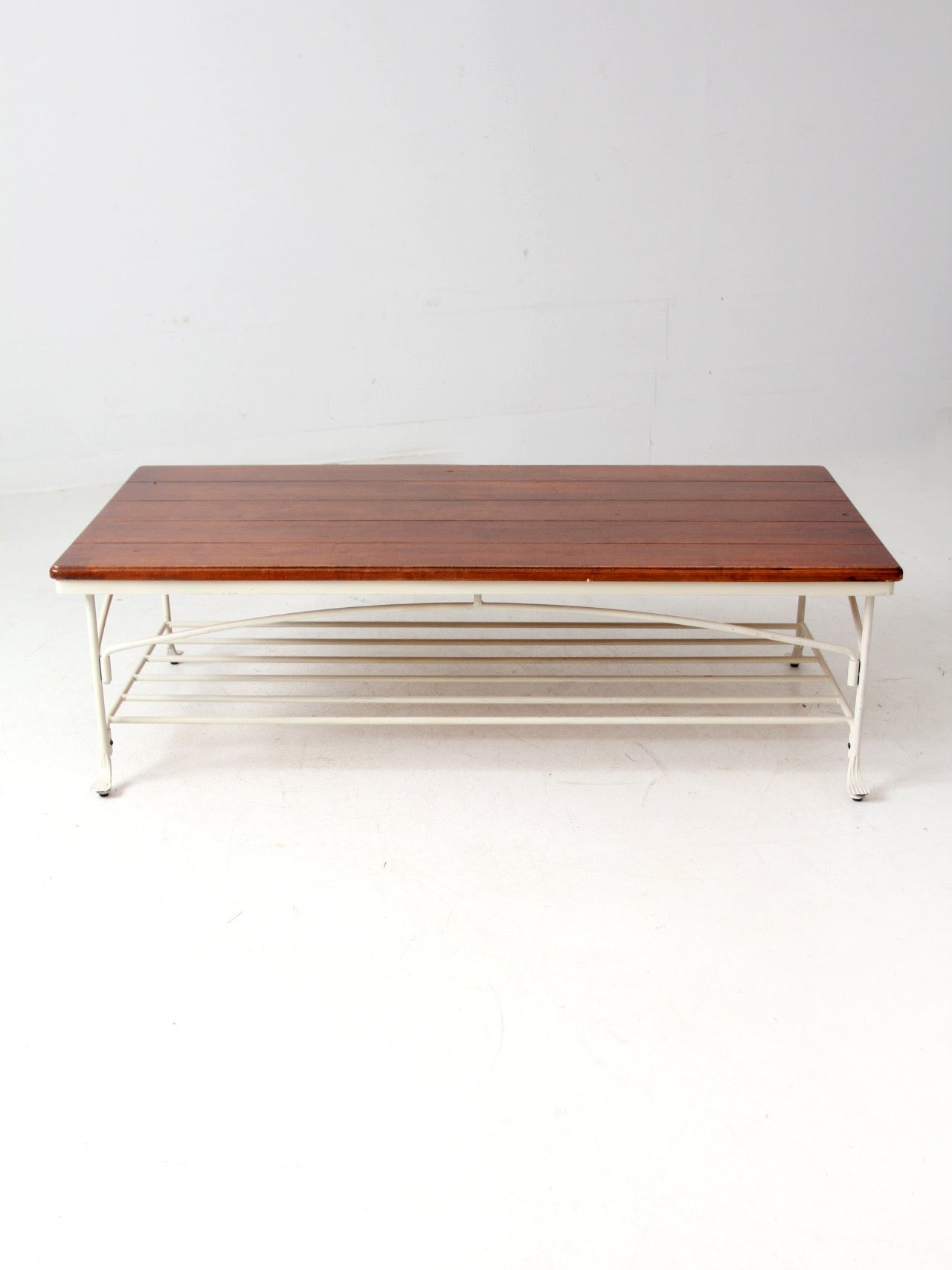vintage wood and iron coffee table