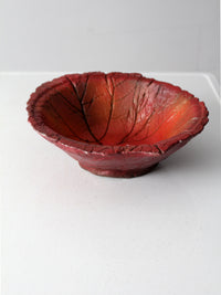 vintage studio pottery leaf bowl