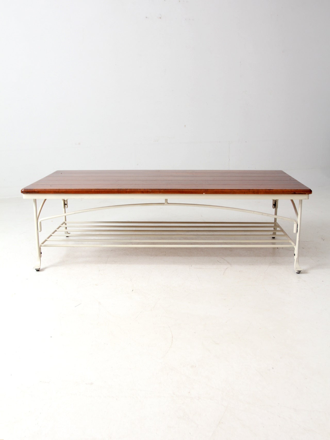 vintage wood and iron coffee table
