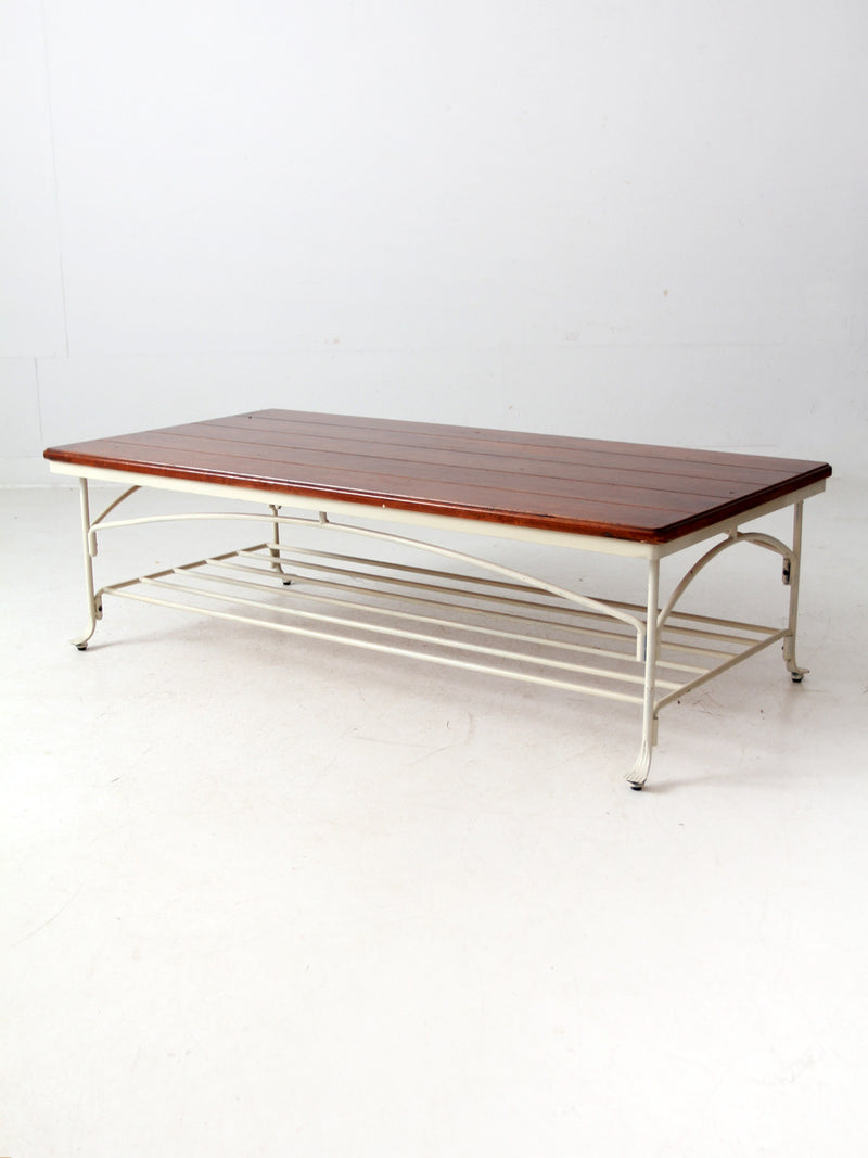 vintage wood and iron coffee table
