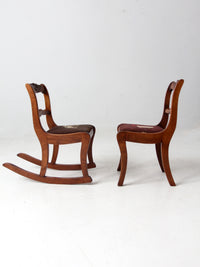 pair of vintage kid's needlepoint seat chairs