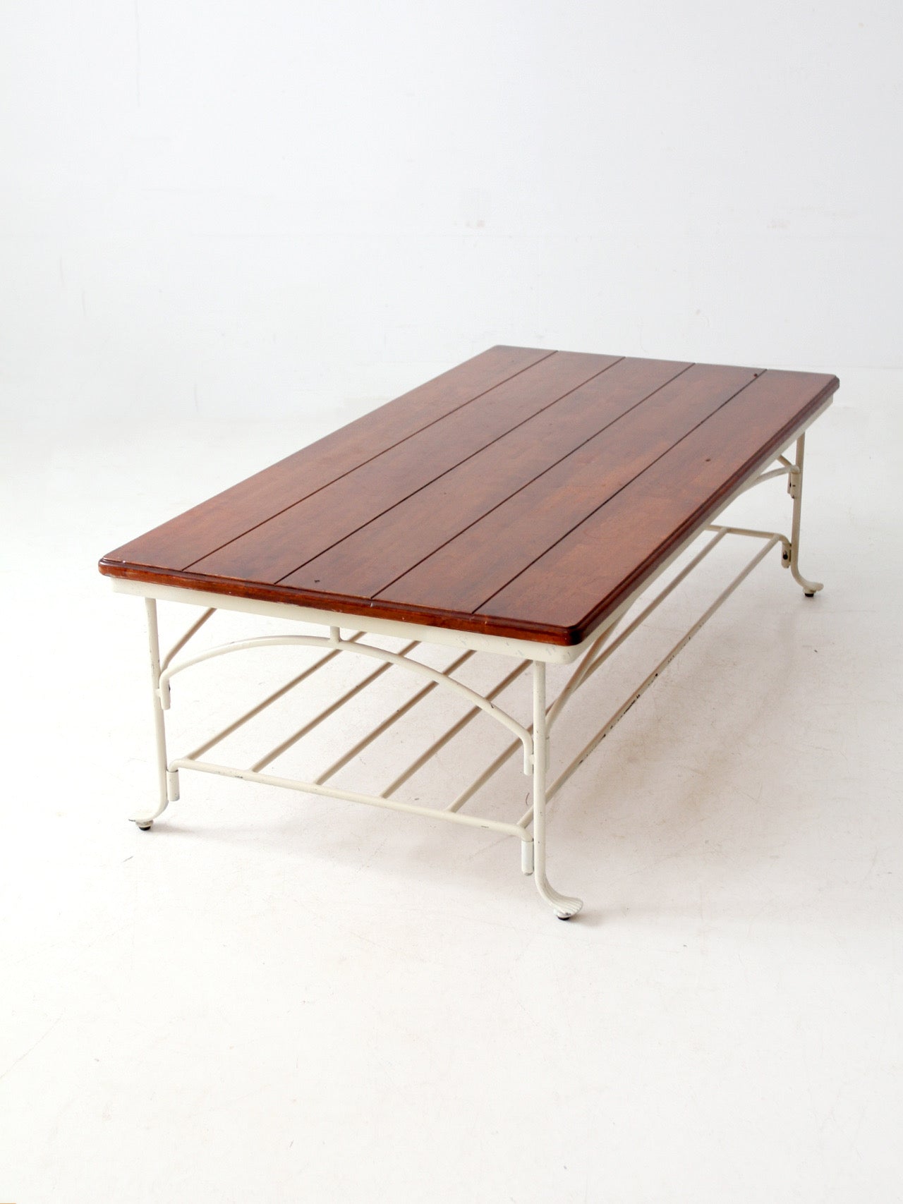 vintage wood and iron coffee table