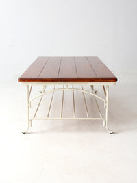 vintage wood and iron coffee table