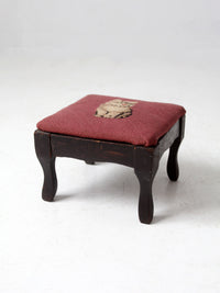 vintage needlepoint cat footstool