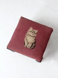 vintage needlepoint cat footstool